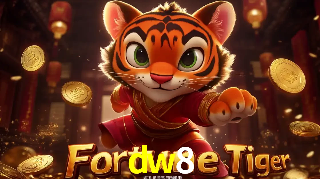 O carismático mascote do jogo de slot Fortune Tiger, um tigre fofo em pose de artes marciais, pronto para trazer sorte e multiplicadores de ganhos no cassino online dw8.