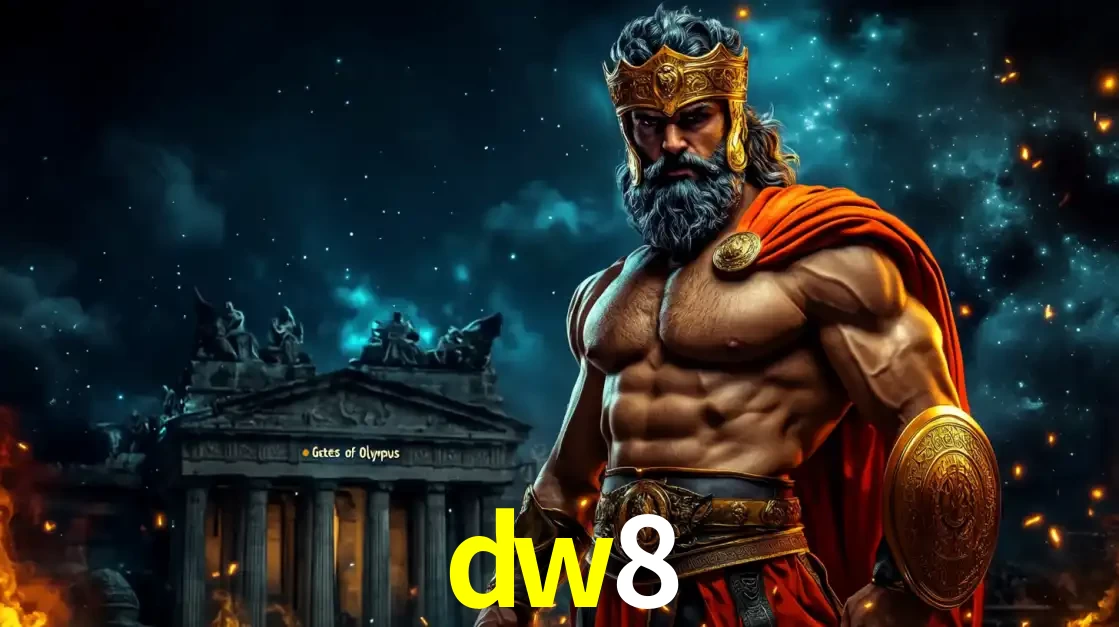 O poderoso Zeus do jogo de slot Gates of Olympus em frente ao seu templo, pronto para lançar multiplicadores divinos e prêmios épicos no cassino online dw8.
